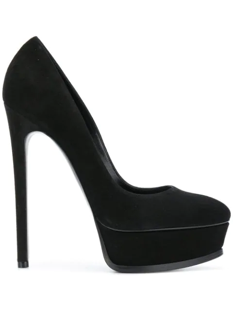 black platform pumps