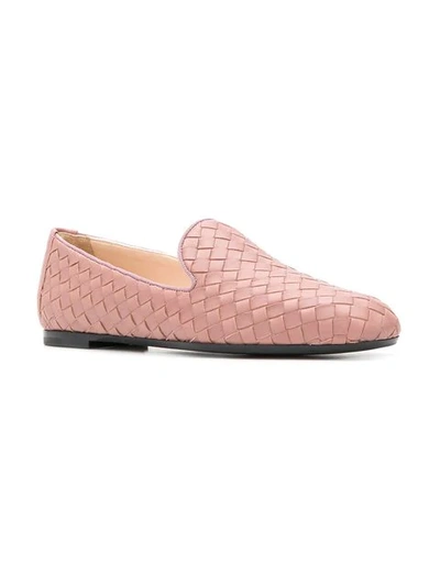 Shop Bottega Veneta Intrecciato Loafers In Pink