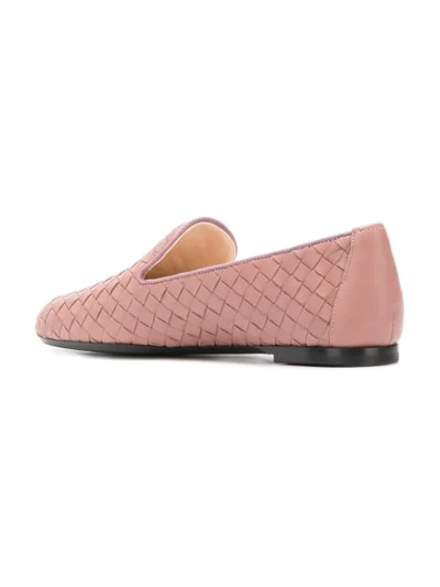 Shop Bottega Veneta Intrecciato Loafers In Pink