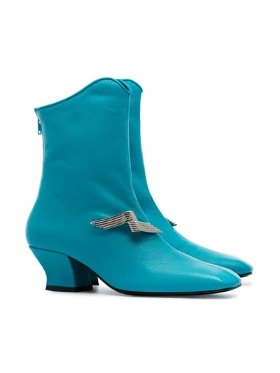 Shop Dorateymur Han 50 Leather Ankle Boots - Blue