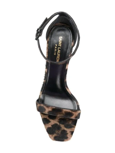 Shop Saint Laurent Lou Lou Leopard Sandals - Brown