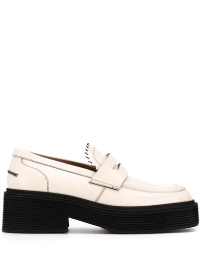 Shop Marni Chunky Platform Loafers In 00w12 Shell