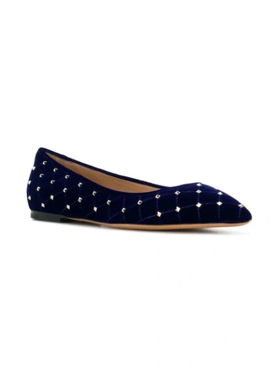 Shop Valentino Garavani Rockstud Spike Ballerinas In Blue