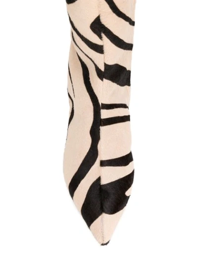 Shop Roberto Cavalli Zebra Print Thigh Boots - Neutrals
