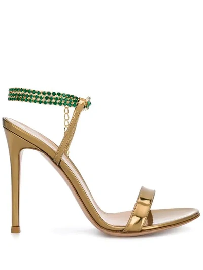 Shop Gianvito Rossi Rhinestone-embellished Sandals In Gold