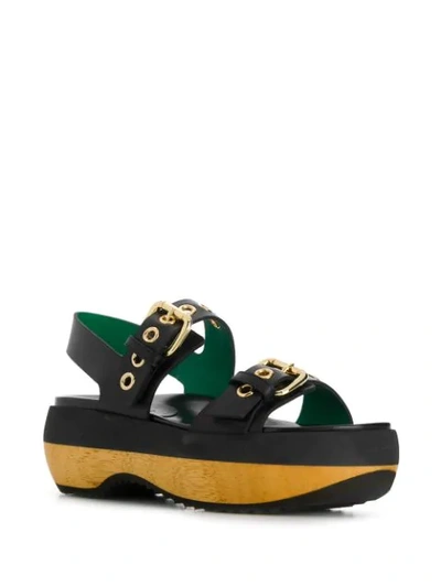 Shop Marni Buckle Detail Platform Sandals - Black