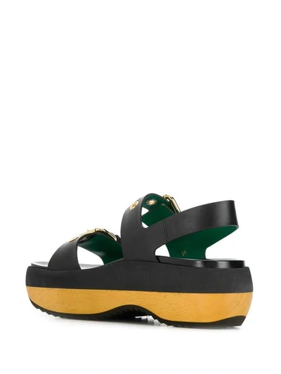 Shop Marni Buckle Detail Platform Sandals - Black