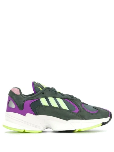 Adidas Originals Women's Yung 1 Shoes In Legend Ivy / Hi-res Yellow / Active Purple In Grey