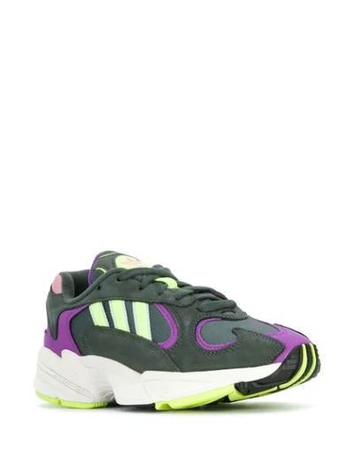 Adidas Originals Women's Yung 1 Shoes In Legend Ivy / Hi-res Yellow / Active Purple In Grey
