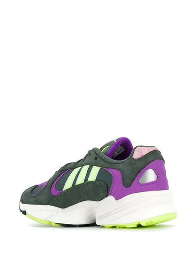 Adidas Originals Women's Yung 1 Shoes In Legend Ivy / Hi-res Yellow / Active Purple In Grey