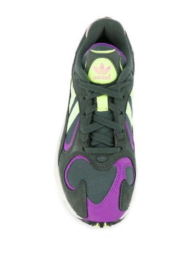 Adidas Originals Women's Yung 1 Shoes In Legend Ivy / Hi-res Yellow / Active Purple In Grey