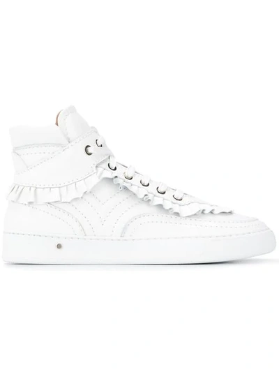 Shop Laurence Dacade Frill-trim Sneakers In White