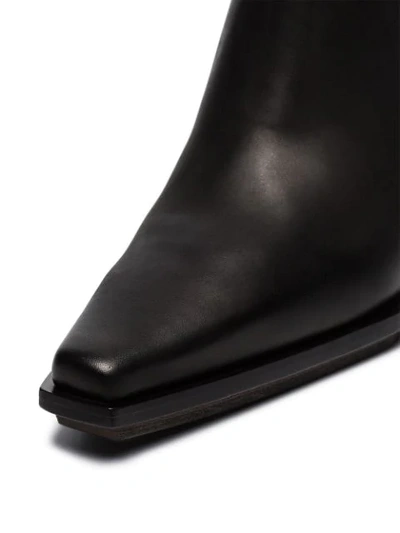 Shop Ann Demeulemeester Black 100 Leather Wedge Ankle Boots