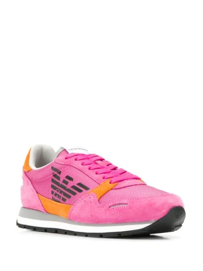 Shop Emporio Armani Logo Lace-up Sneakers - Pink