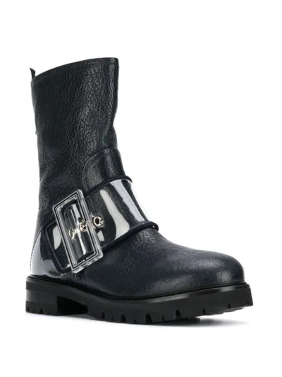 AGL BUCKLED MID-CALF BOOTS - 蓝色