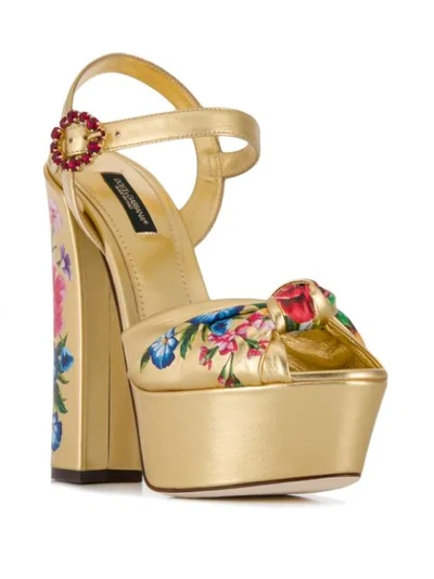 Shop Dolce & Gabbana Gold Platform Sandals