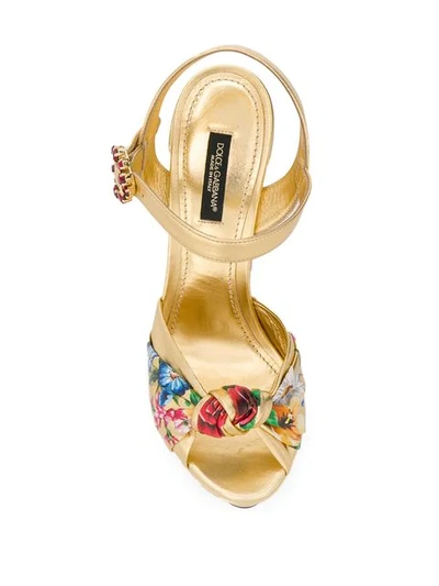 Shop Dolce & Gabbana Gold Platform Sandals