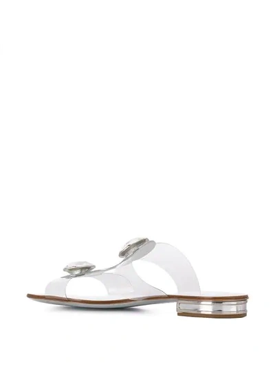 Shop Casadei Crystal Low Sandals In Silver