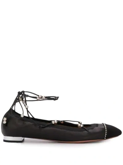 Shop Aquazzura Mystique Ballerina Shoes - Black