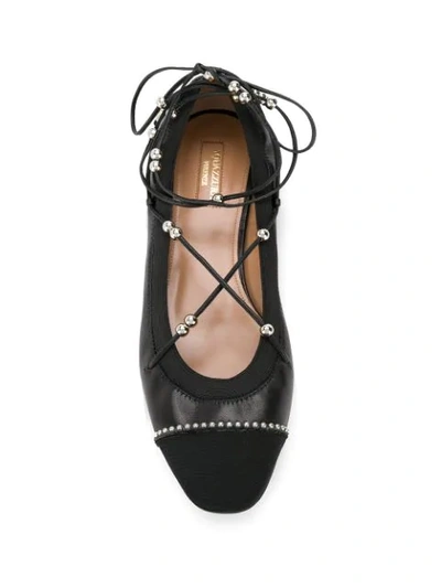 Shop Aquazzura Mystique Ballerina Shoes - Black