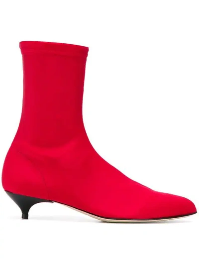 Shop Gia Couture Kitten Heel Ankle Boots In Red