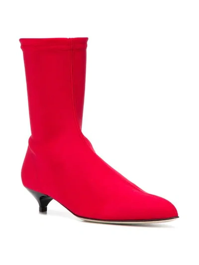 Shop Gia Couture Kitten Heel Ankle Boots In Red