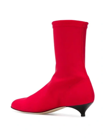 Shop Gia Couture Kitten Heel Ankle Boots In Red