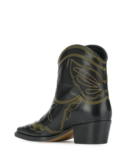 Shop Ganni Texas Low Boots In Black