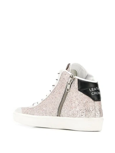 Shop Leather Crown Embellished Hi-top Sneakers In Pink