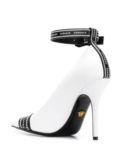 Shop Versace Ankle Strap Pumps In White