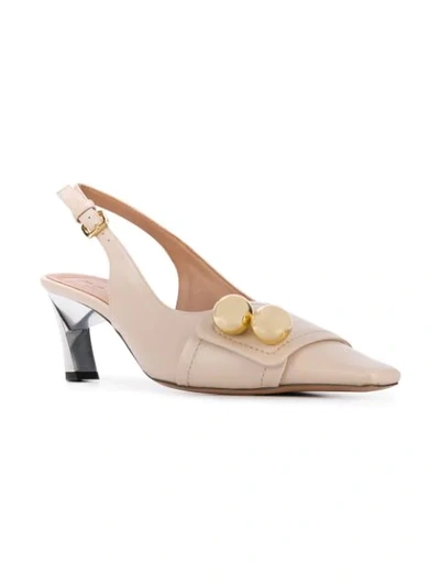 Shop Marni Button Embellished Pumps In Neutrals