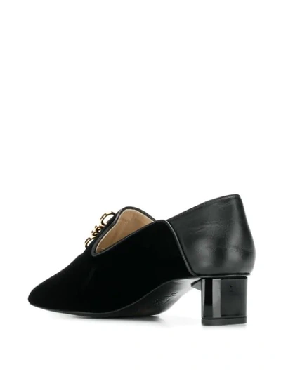 Shop Loewe Velvet Heeled Loafers In Black