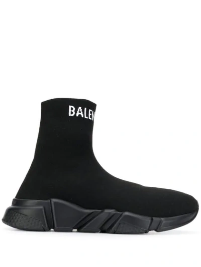 Shop Balenciaga Speed Knitted Sneakers In Black