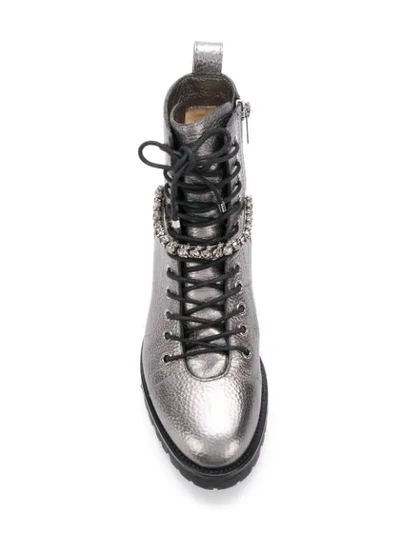 Shop Jimmy Choo Cruz Combat Boots In Silver