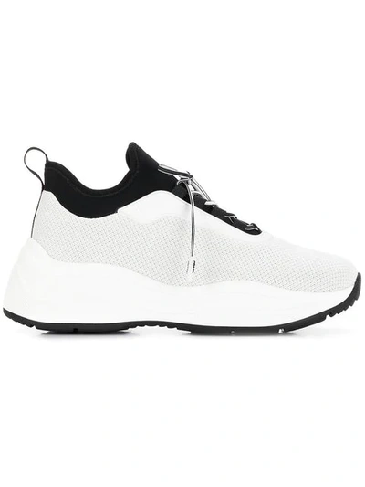 Shop Prada Platform Lace-up Sneakers In White