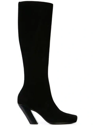 Shop Ann Demeulemeester Camoscio Knee High Boots In Black