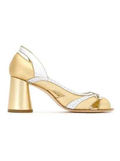 Shop Sarah Chofakian Leather Pumps In Gold