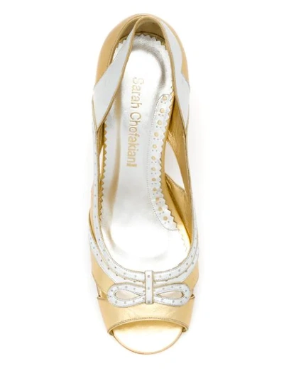 Shop Sarah Chofakian Leather Pumps In Gold