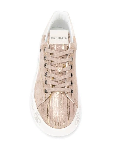Shop White Premiata Belle Sneakers In Gold
