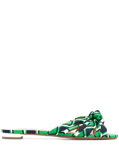 Shop Aquazzura Graphic Print Sandals In Green