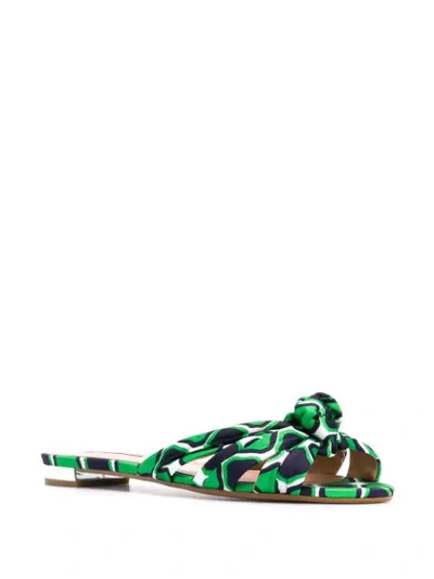 Shop Aquazzura Graphic Print Sandals In Green