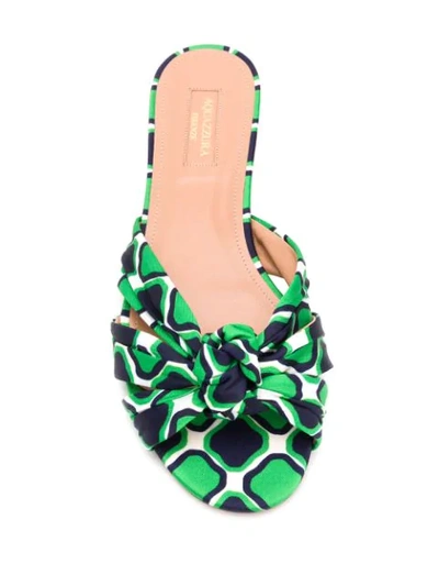 Shop Aquazzura Graphic Print Sandals In Green