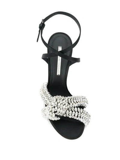 Shop Marco De Vincenzo Treccia Strass Crystal 110 Sandals In Black