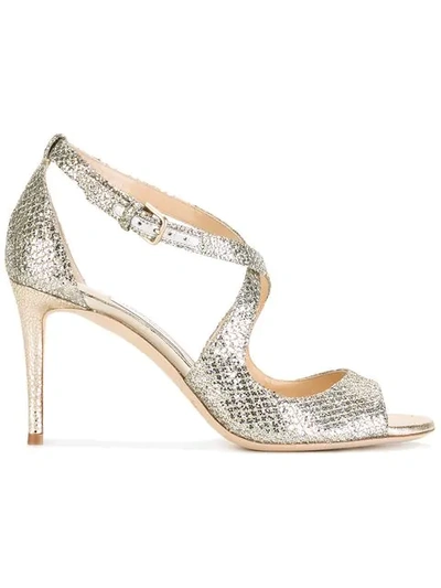 Shop Jimmy Choo Emily 85 Sandals In Metallic