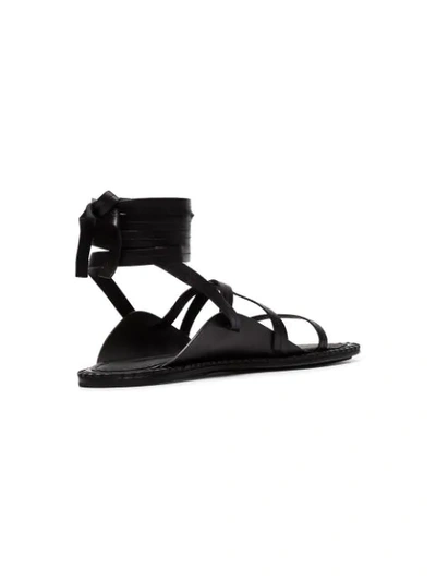 Shop Ann Demeulemeester Black Lace-up Leather Sandals