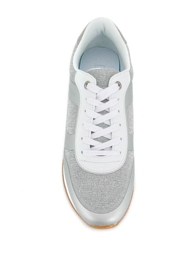 Shop Tommy Hilfiger Glitter Panel Sneakers In Silver