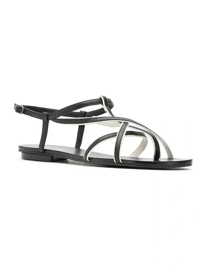 Shop Studio Chofakian Leather Strappy Sandals In Black