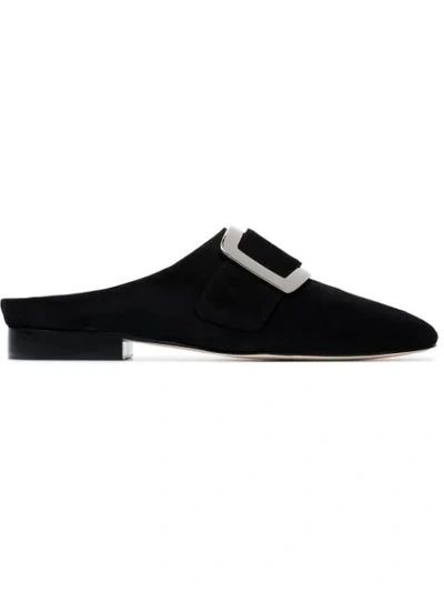 Shop Dorateymur Black Han Buckle Suede Leather Loafers