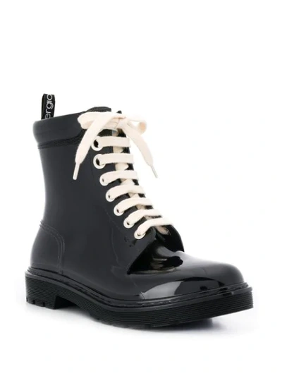 Shop Sergio Rossi Lace Up Boots In Black