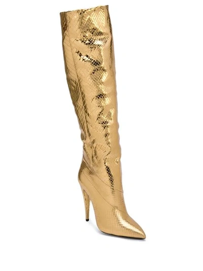 Shop Saint Laurent Abbey Boots In Gold